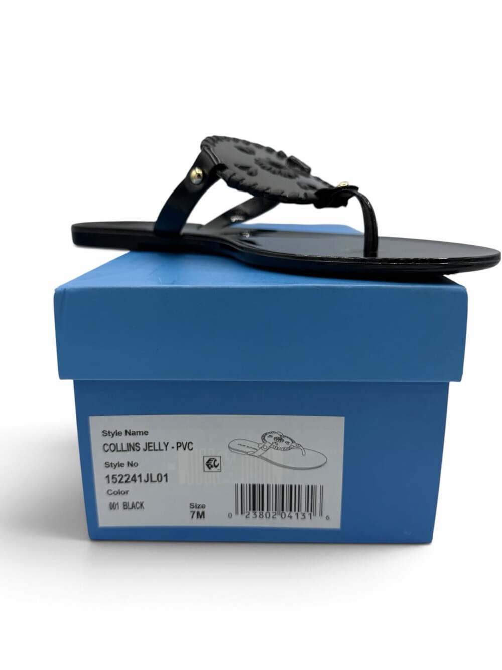 Jack Rogers Collins Jelly Sandals Womens 7 Black PVC Thong Flip Flops NIB
